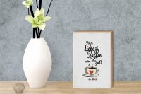 Holzschild Spruch Mit Liebe und Kaffee alles gut 12x18 cm