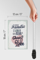 Holzschild Spruch Unsere Familie Chaos Liebe Herz 12x18 cm
