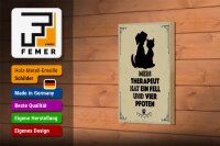 Holzschild Spruch Tiere Mein Therapeut hat 4 Pfoten 12x18 cm