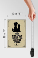 Holzschild Spruch Tiere Mein Therapeut hat 4 Pfoten 12x18 cm