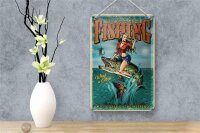 Blechschild Pin Up 12x18cm less talk more fisching Angeln