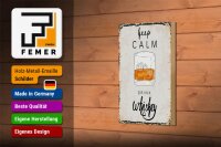 Holzschild Spruch Alkohol Keep Calm Drink Whisky 12x18cm