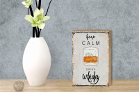Holzschild Spruch Alkohol Keep Calm Drink Whisky 12x18cm