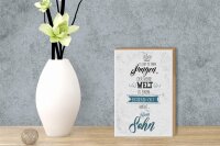 Holzschild Spruch Sohn meine Welt wird besser 12x18 cm Dekoration