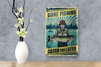 Blechschild Retro 12x18cm Gone Fishing Angeln
