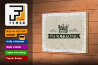 Holzschild Wandern Wanderkönig Krone Berge 18x12 cm Geschenk