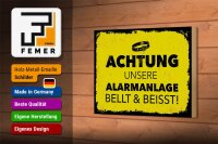 Holzschild Hund Achtung unsere Alarmanlage beißt 18x12 cm