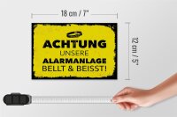 Holzschild Hund Achtung unsere Alarmanlage beißt 18x12 cm