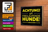 Holzschild Hund Achtung freilaufende Hunde 18x12 cm Dekoration