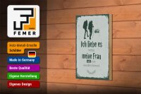 Holzschild Spruch Ich liebe meine Frau mit wandert 12x18 cm