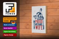 Holzschild Spruch Pinup Proud mechanic wife 12x18 cm Dekoration