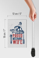 Holzschild Spruch Pinup Proud mechanic wife 12x18 cm Dekoration