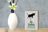 Holzschild Spruch Bullshit Corner Stier 12x18 cm Wanddeko