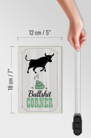 Holzschild Spruch Bullshit Corner Stier 12x18 cm Wanddeko