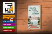 Holzschild Spruch Bad Soak away your Troubles Bath 12x18 cm