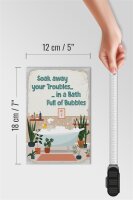 Holzschild Spruch Bad Soak away your Troubles Bath 12x18 cm