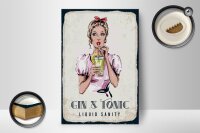 Holzschild Alkohol Gin & Tonic Liquid Sanity 12x18cm