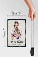 Holzschild Alkohol Gin & Tonic Liquid Sanity 12x18cm