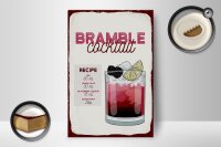 Holzschild Rezept Bramble Cocktail Recipe Gin 12x18 cm Dekoration