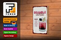 Holzschild Rezept Bramble Cocktail Recipe Gin 12x18 cm Dekoration