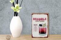 Holzschild Rezept Bramble Cocktail Recipe Gin 12x18 cm Dekoration