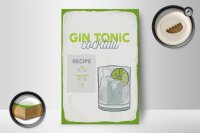 Holzschild Rezept Gin Tonic Cocktail Recipe 12x18 cm Dekoration