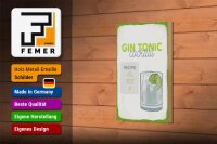 Holzschild Rezept Gin Tonic Cocktail Recipe 12x18 cm Dekoration