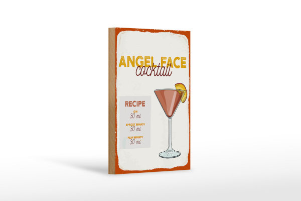 Holzschild Rezept Angel Face Cocktail Recipe 12x18 cm Dekoration
