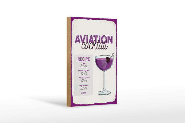 Holzschild Rezept Aviation Cocktail Recipe 12x18 cm Geschenk