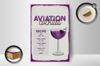Holzschild Rezept Aviation Cocktail Recipe 12x18 cm Geschenk