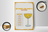 Holzschild Rezept Between the Sheets Cocktail Recipe 12x18 cm