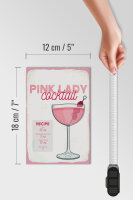Holzschild Rezept Pink Lady Cocktail Recipe 12x18 cm Dekoration