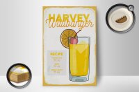 Holzschild Rezept Harvey Wallbanger Cocktail Recipe 12x18 cm