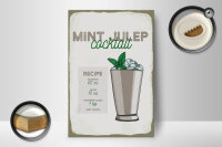 Holzschild Rezept Mint Julep Cocktail Recipe 12x18 cm Dekoration