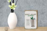 Holzschild Rezept Mint Julep Cocktail Recipe 12x18 cm Dekoration