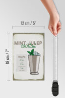 Holzschild Rezept Mint Julep Cocktail Recipe 12x18 cm Dekoration