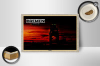 Holzschild Städte Bremen Deutschland Molenfeuer 18x12 cm Dekoration