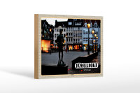 Holzschild Städte Düsseldorf Carlstadt Skulptur 18x12 cm Dekoration