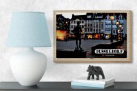 Holzschild Städte Düsseldorf Carlstadt Skulptur 18x12 cm Dekoration