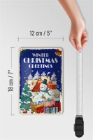 Blechschild Christmas winter greetings Geschenk Dekoration 12x18cm