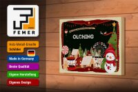 Holzschild Weihnachten Grüße aus OLCHING Geschenk Dekoration 18x12 cm