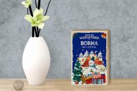Holzschild Weihnachtsgrüße BORNA bei Leipzig Geschenk 12x18 cm
