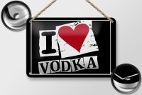 Blechschild Alkohol 18x12cm I love Vodka (Herz)