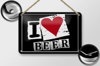 Blechschild Alkohol 18x12cm I Love Beer (Herz)