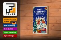 Holzschild Christmas winter greetings Geschenk Dekoration 12x18 cm