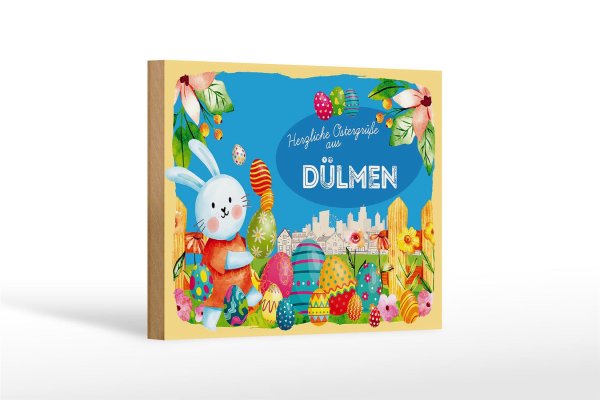 Holzschild Ostern Ostergrüße 18x12 cm DÜLMEN Geschenk Dekoration