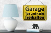 Blechschild Hinweis 18x12cm Garage Tag und Nacht freihalten