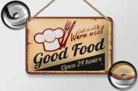 Blechschild Retro 18x12cm Cold drinks and warm meal