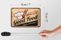 Blechschild Retro 18x12cm Cold drinks and warm meal