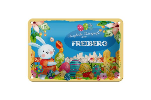 Blechschild Ostern Ostergrüße 18x12cm FREIBERG Geschenk Deko